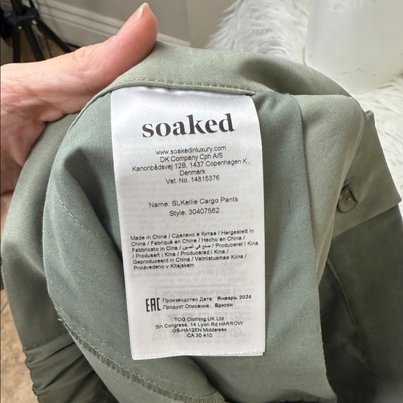NEW Soaked In Luxury Kellie Cargo Trousers, Green large - Picture 14 of 15